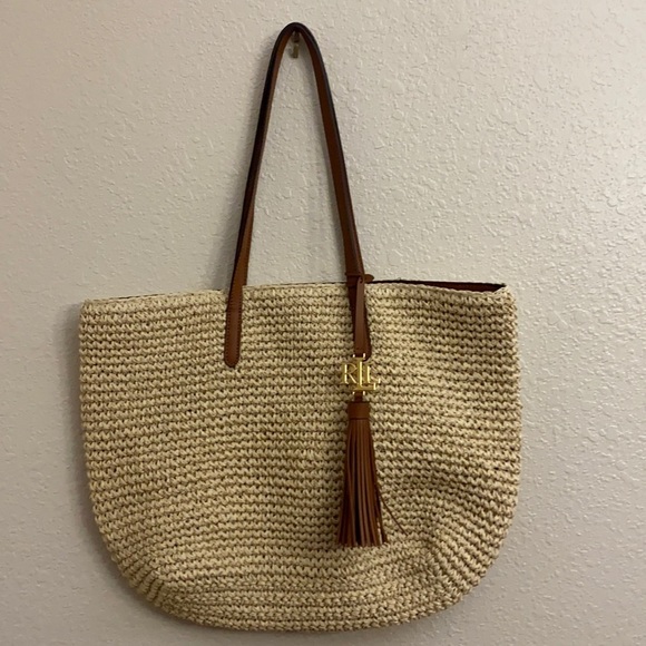 Lauren Ralph Lauren Handbags - 💥Host Pick💥LAUREN RALPH LAUREN Crochet-Straw Medium Whitney Tote